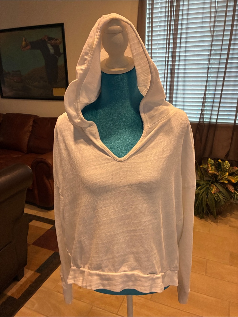 LOFT White Lightweight Hooded V-Neck Pullover